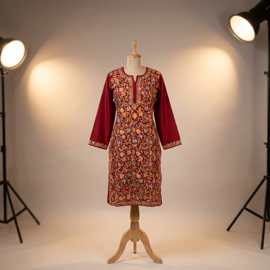 Women's Floral Aari Work Kurti